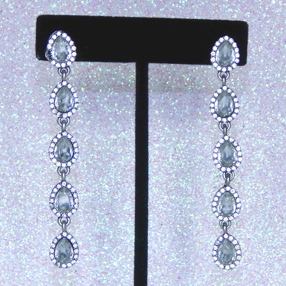Silver and Crystal Tear drop earrings